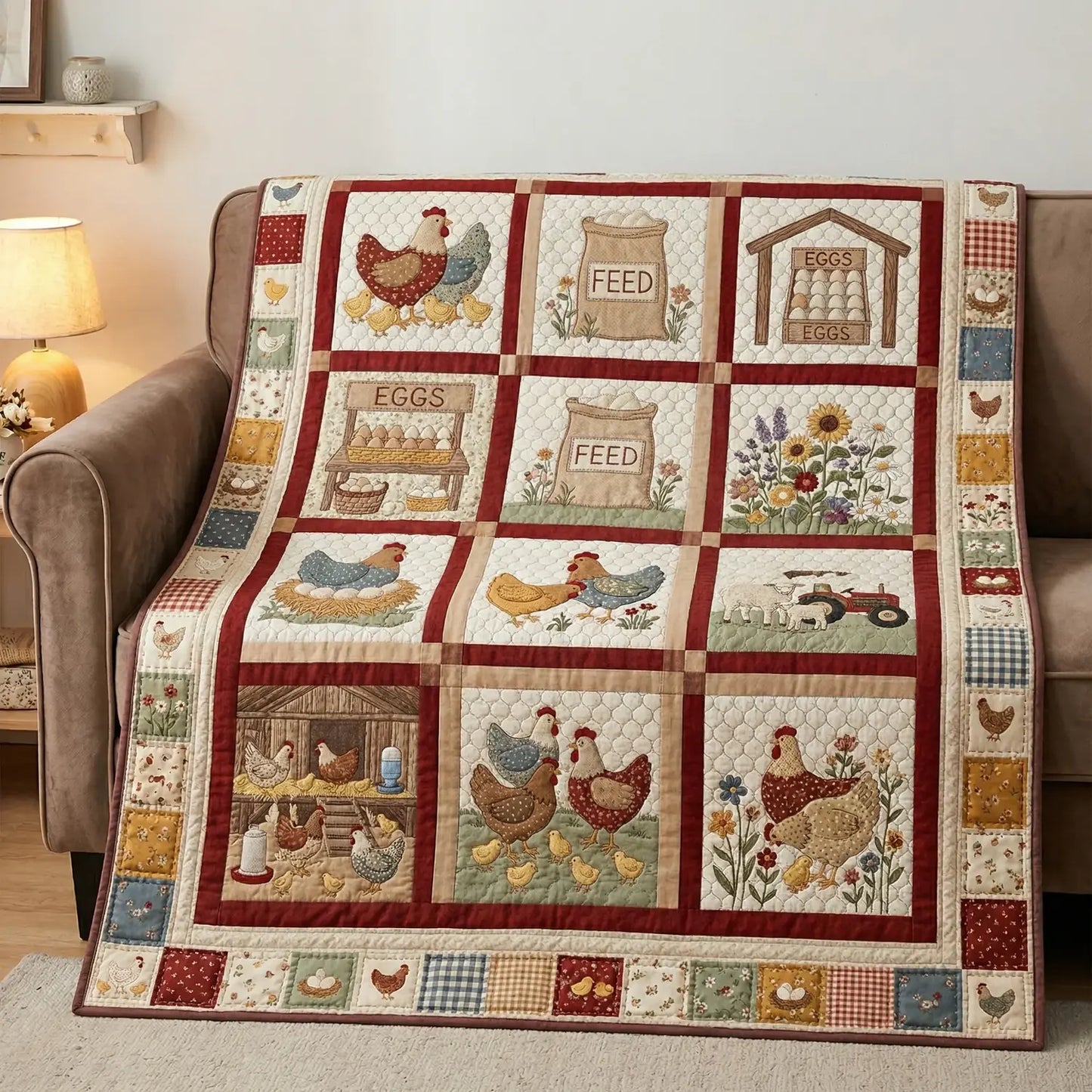 Chickens Quilt Blanket