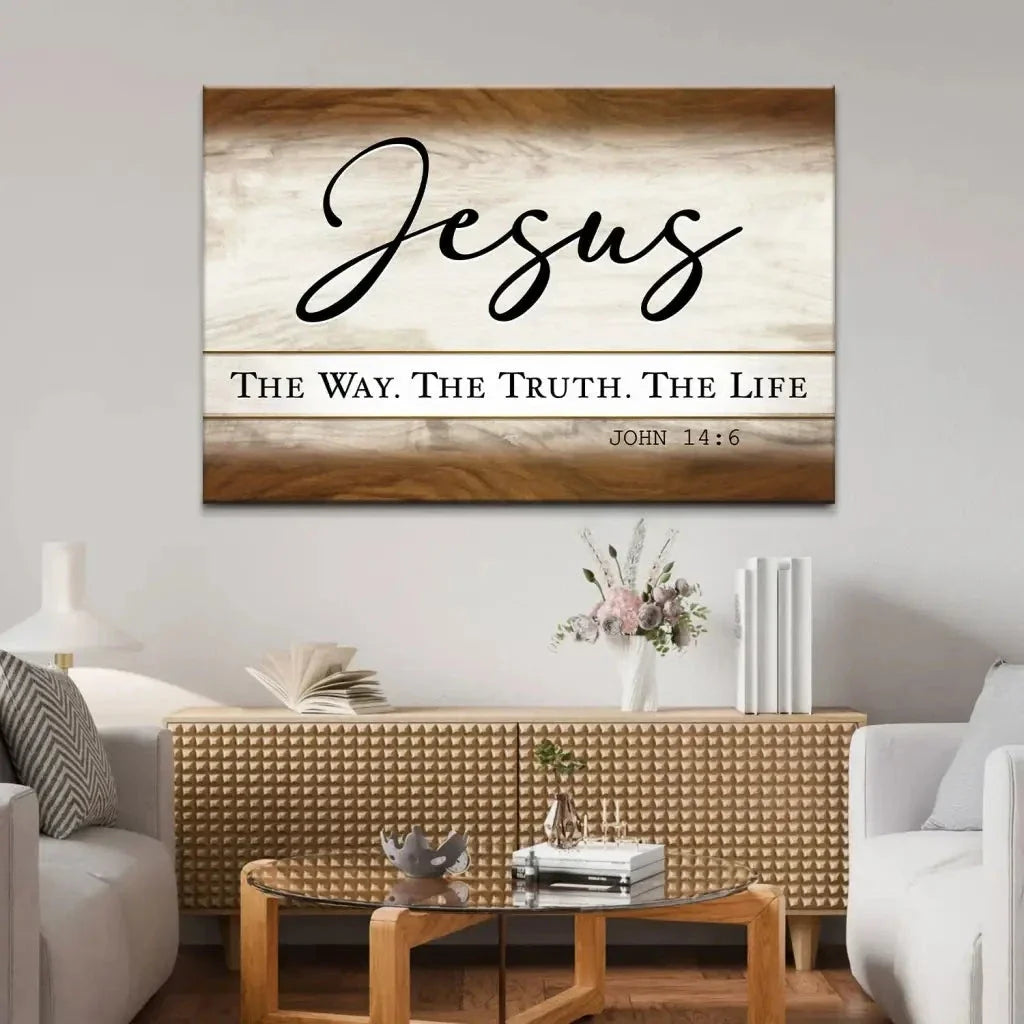 jesus the way the truth the life christian wall art canvas (Landscape) (view 7)