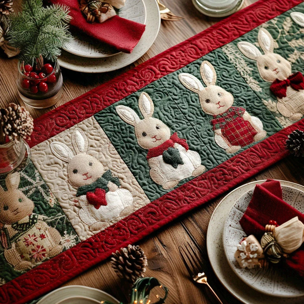 Christmas Bunny Quilted Table Runner