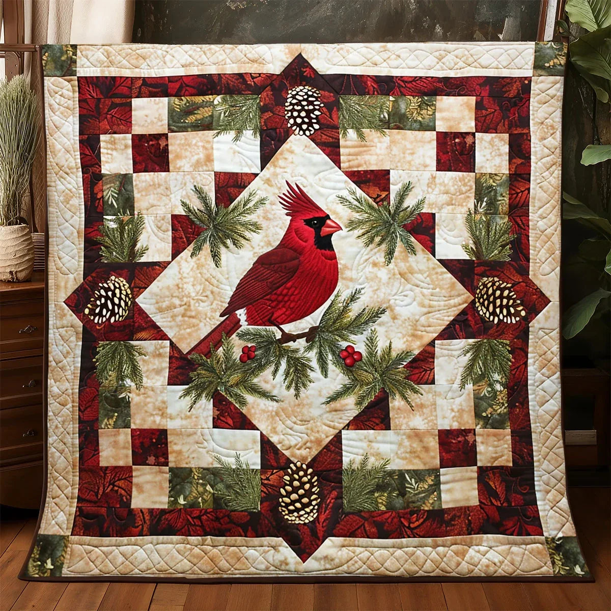 Christmas Cardinal Quilt Blanket