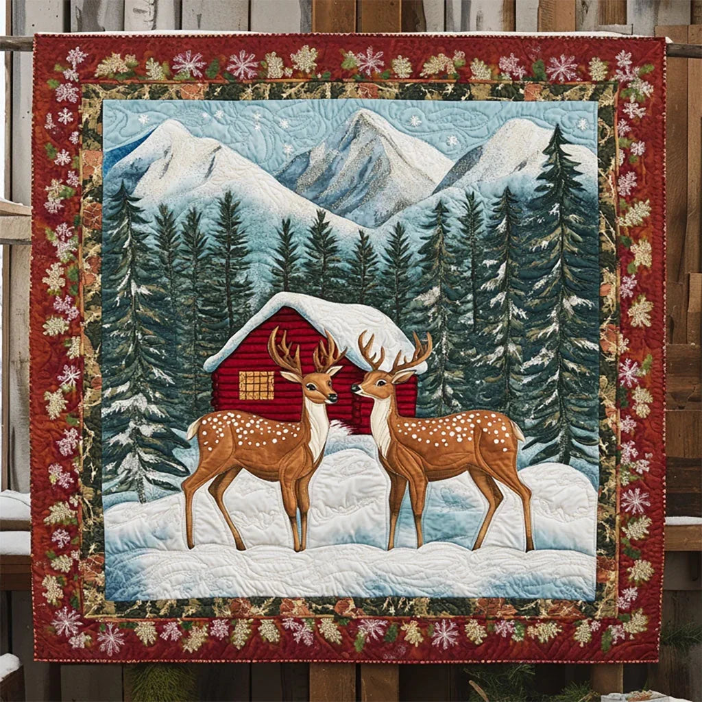 Christmas Deer Quilt Blanket