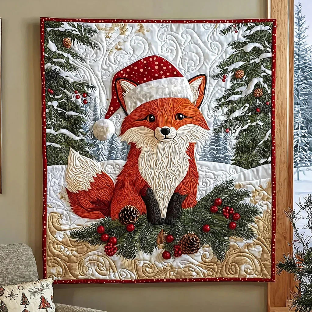 Christmas Fox Quilt Blanket