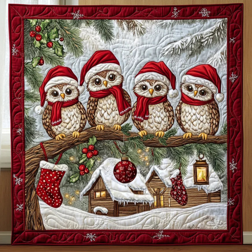 Christmas Owls Quilt Blanket