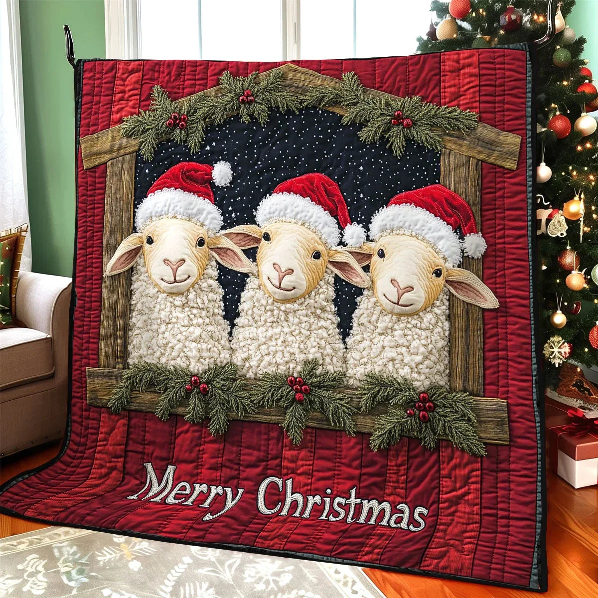 Christmas Sheep Charm Quilt Blanket