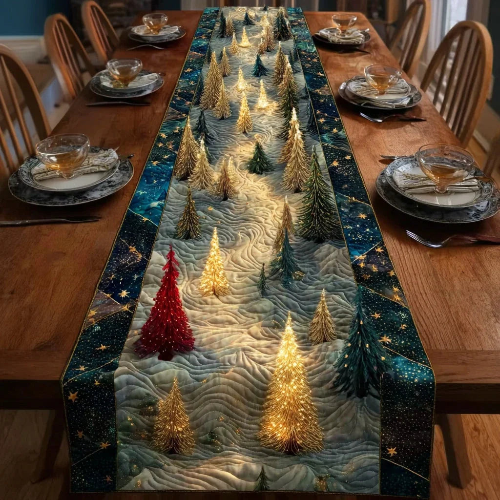 Christmas Tree Light Quilted Table Runner