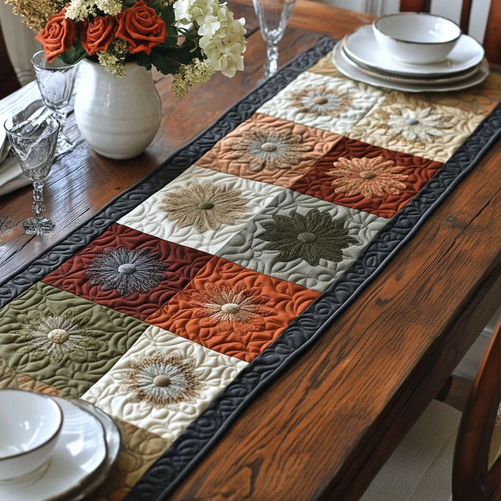 Circle of Flowers Quilted Table Runner
