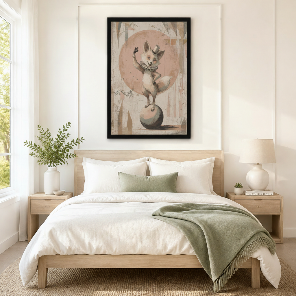 Vintage Circus Fox Whimsical Canvas Wall Art