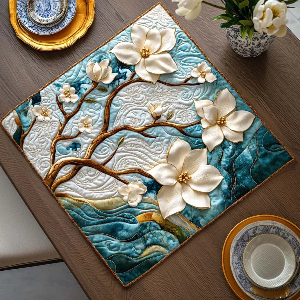 Classic Magnolia Quilted Table Topper