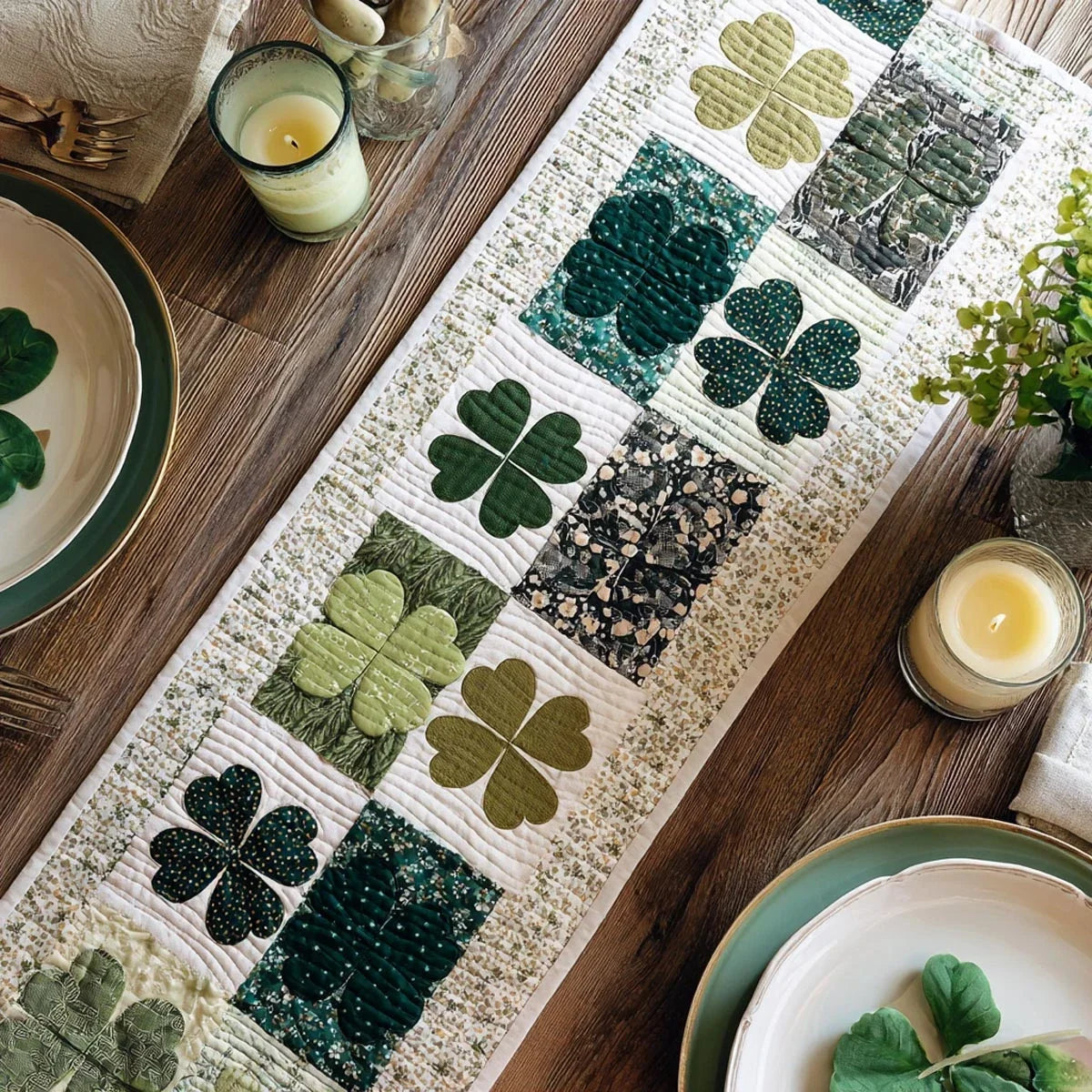 Clover Charm Quilted Table Runner