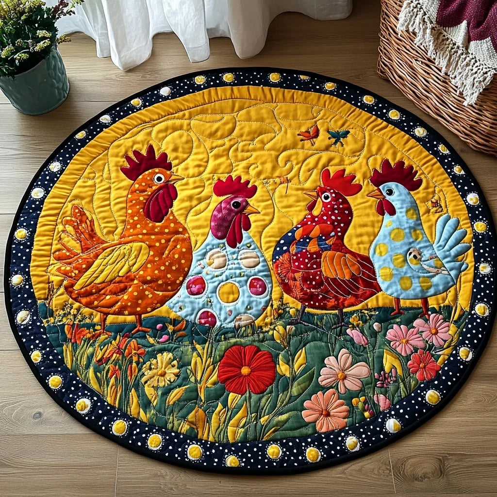 Cluck Delight Quilted Round Mat