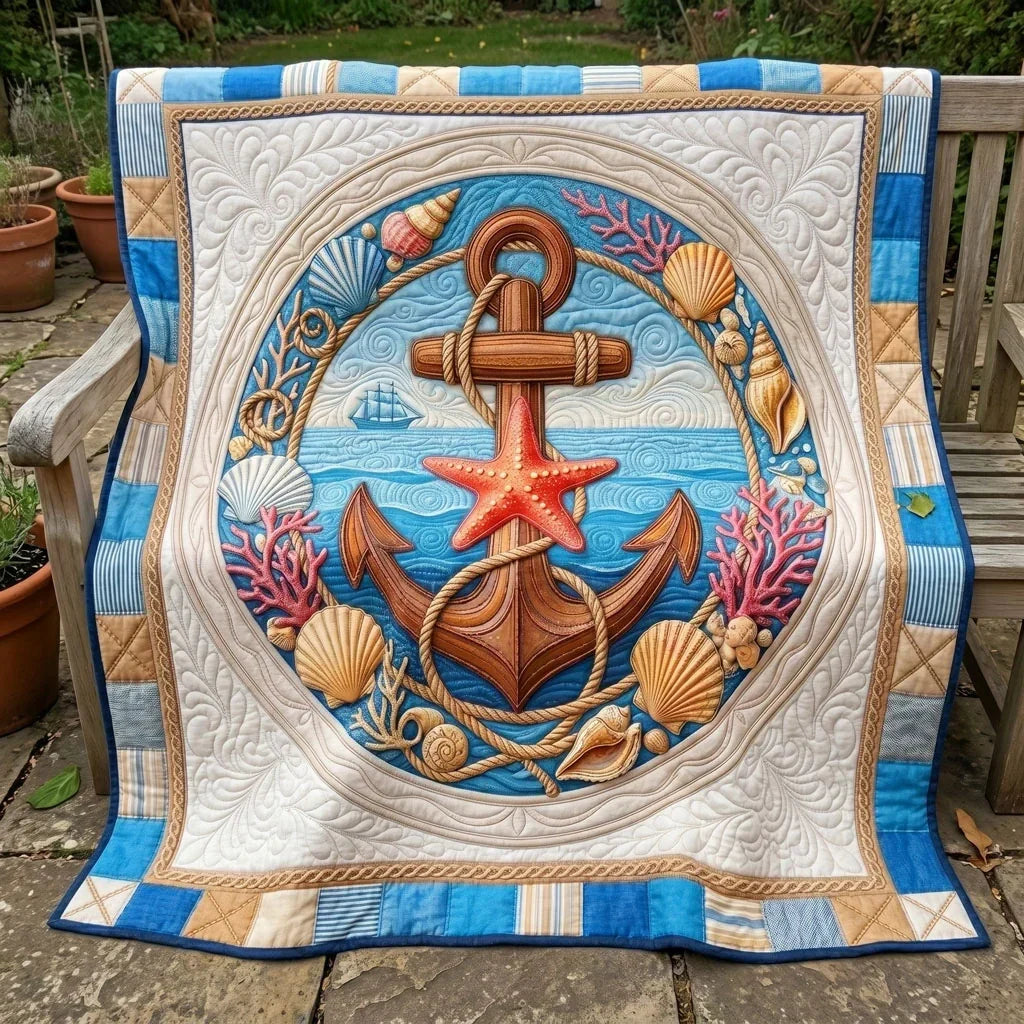 Coastal Anchor Serenity Quilt Blanket