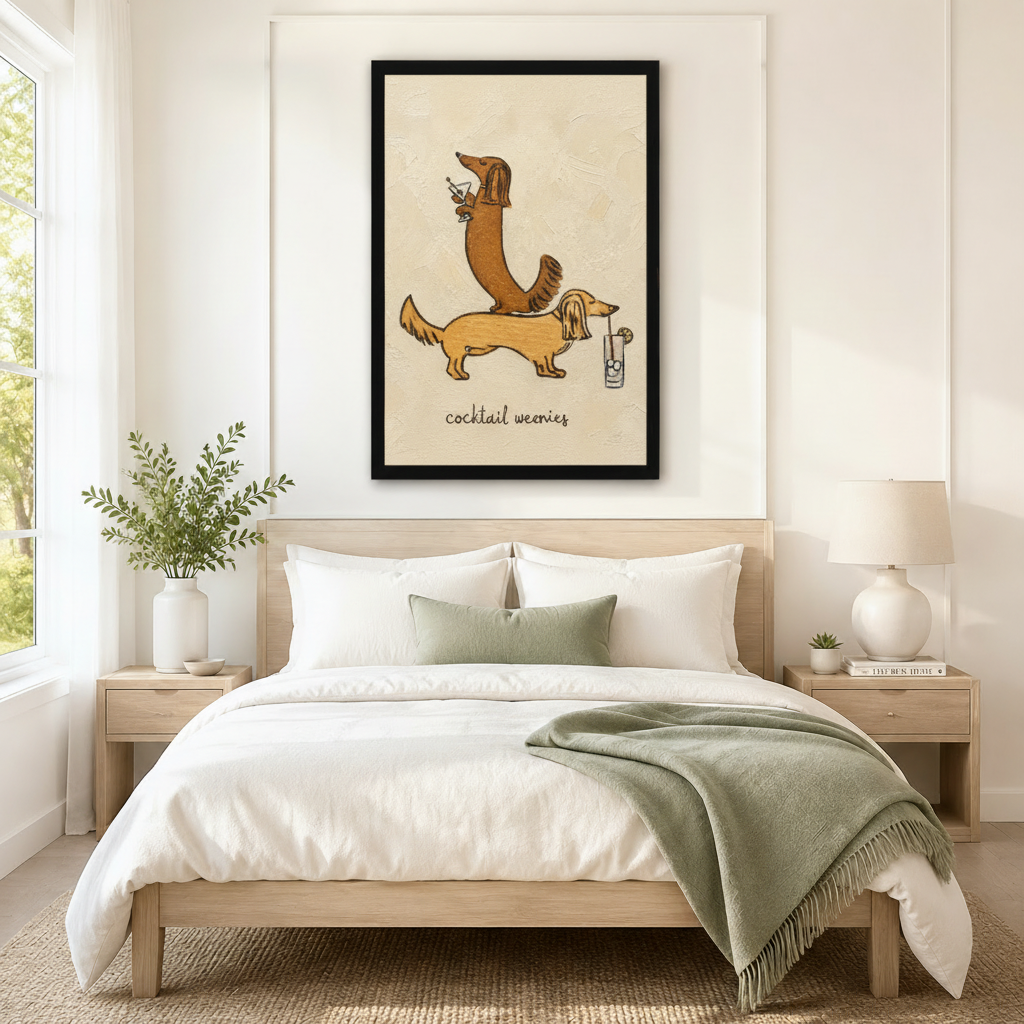 Cocktail Weenies Dachshund Canvas Wall Art