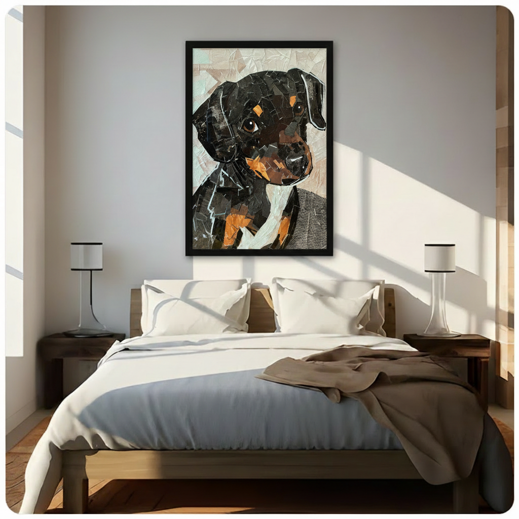 Rottweiler Puppy Mosaic Collage Canvas Wall Art