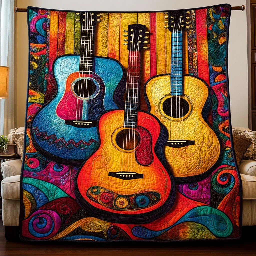 Colorful Chords Quilt Blanket