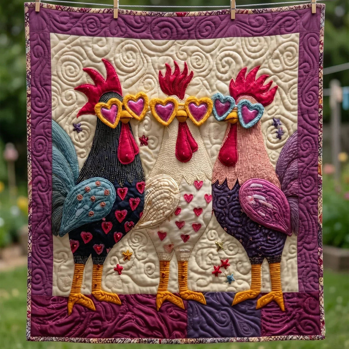 Colorful Feather Quilt Blanket - Quilted Blanket by Wild and Way