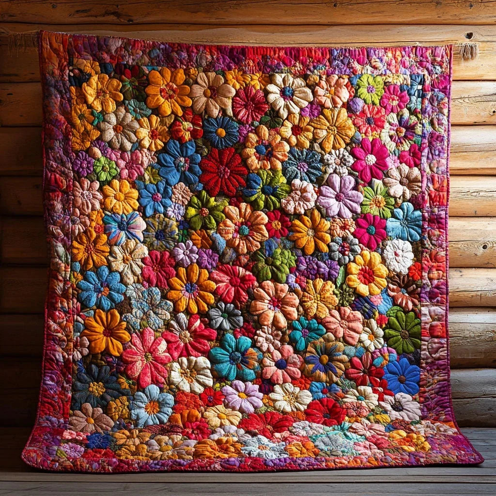 Colorful Flower Quilt Blanket