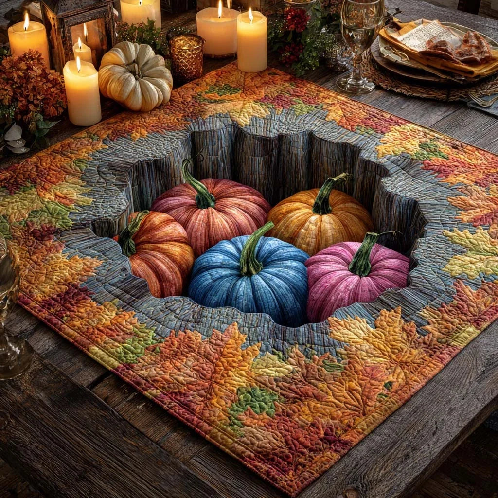 Colorful Pumpkin Nest Quilted Table Topper