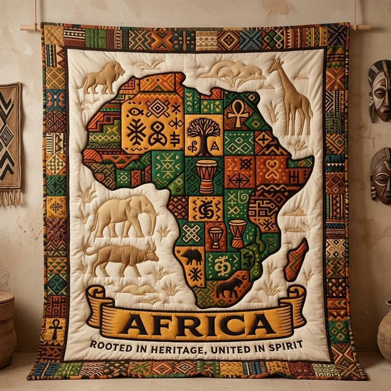 Continent of Spirit Quilt Blanket - Quilted Blanket by Wild and Way