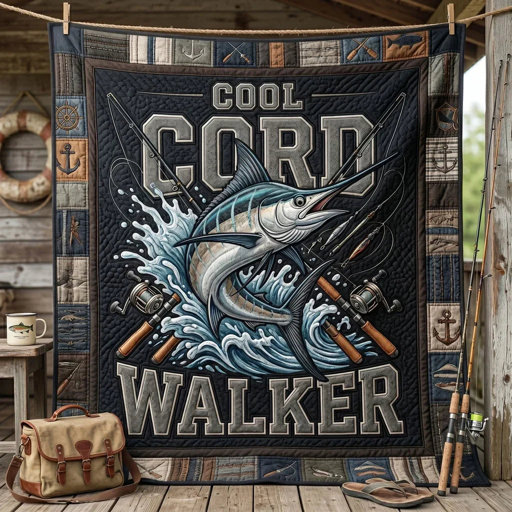 Cool Gord Walker Fishing Quilt Blanket