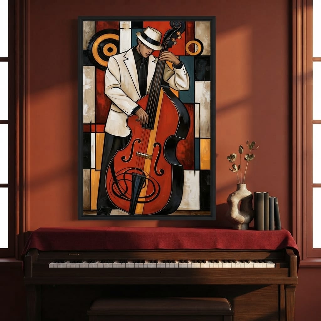 Cool Jazz Rhythm And The Upright Bass Canvas Wall Art