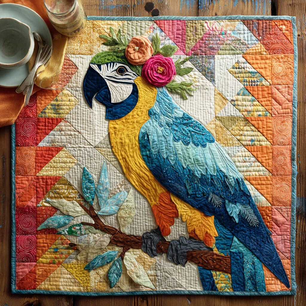 Coral Feather Quilted Table Topper