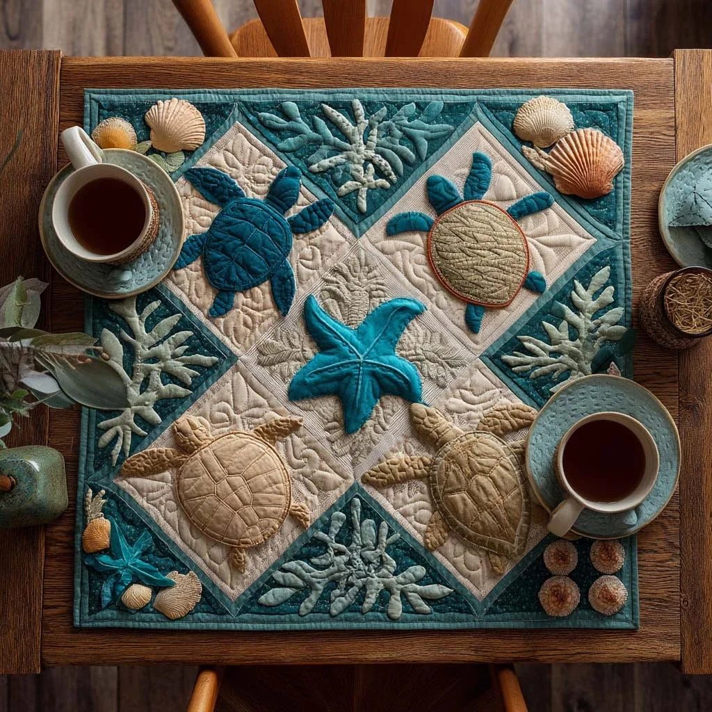 Coral Shores Quilted Table Topper