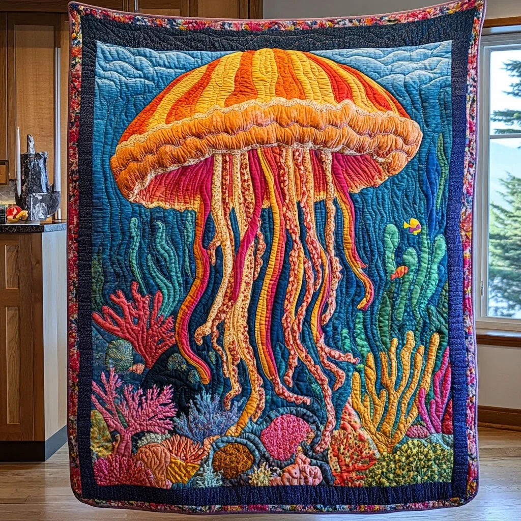 Coral Symphony Quilt Blanket