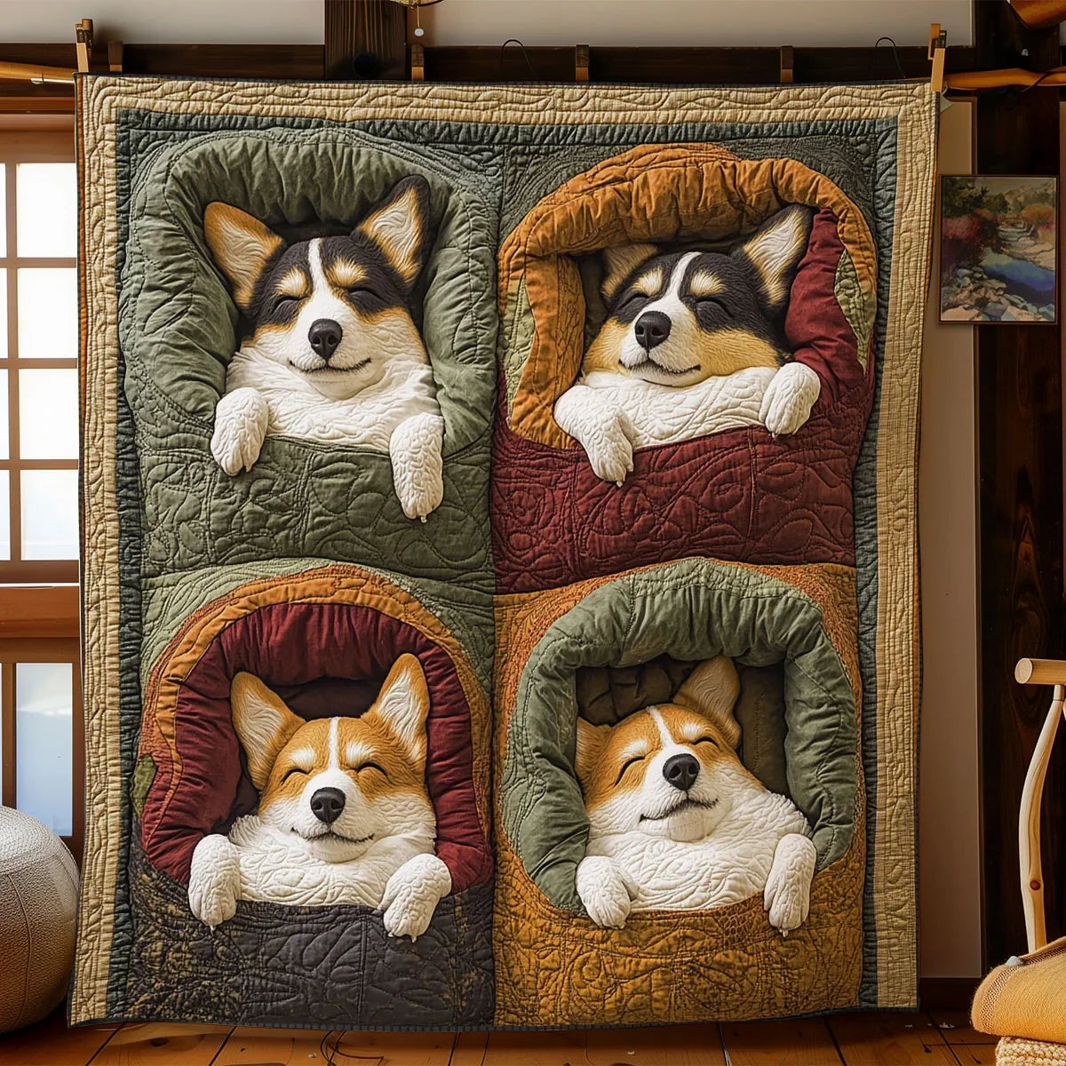 Corgi Gathering Quilt Blanket