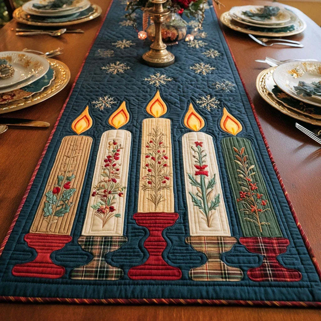 Country Candle Set Quilted Table Runner