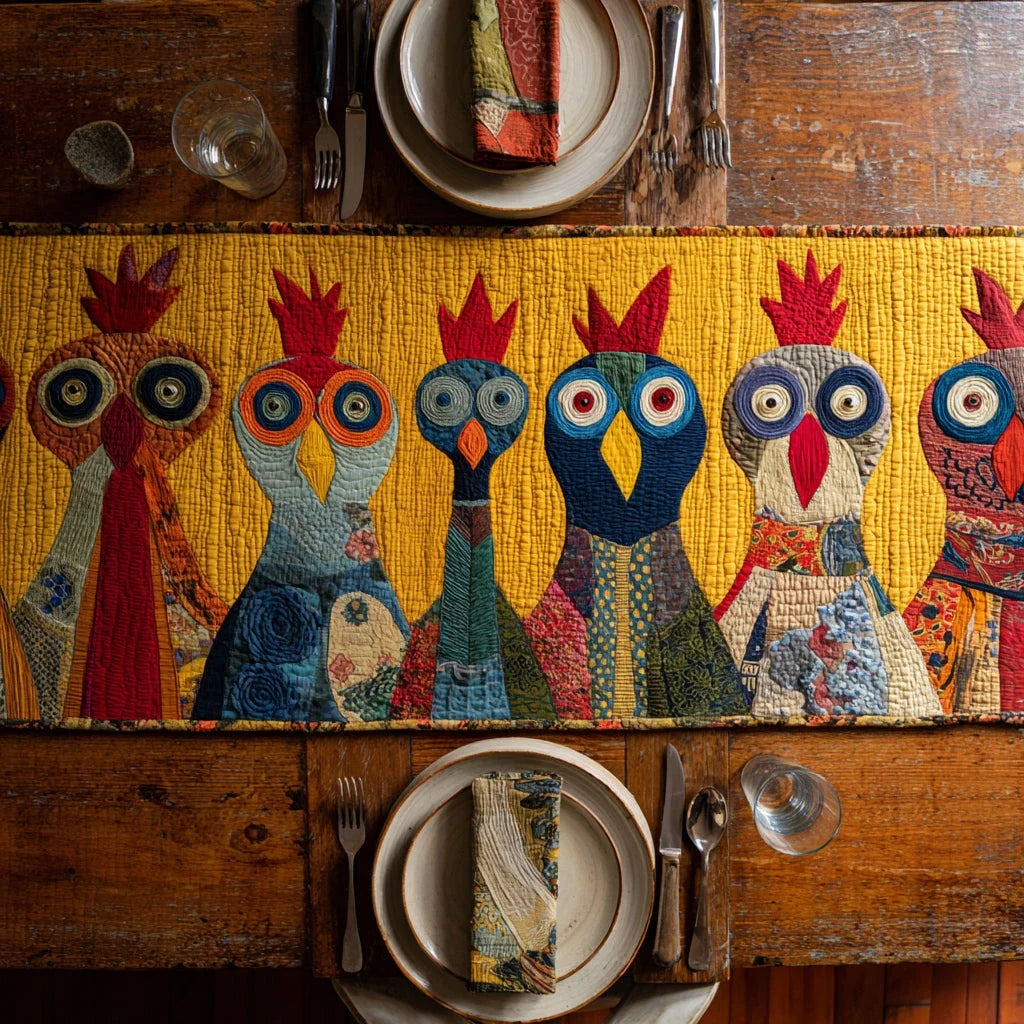 Country Chicken Quilted Table Runner