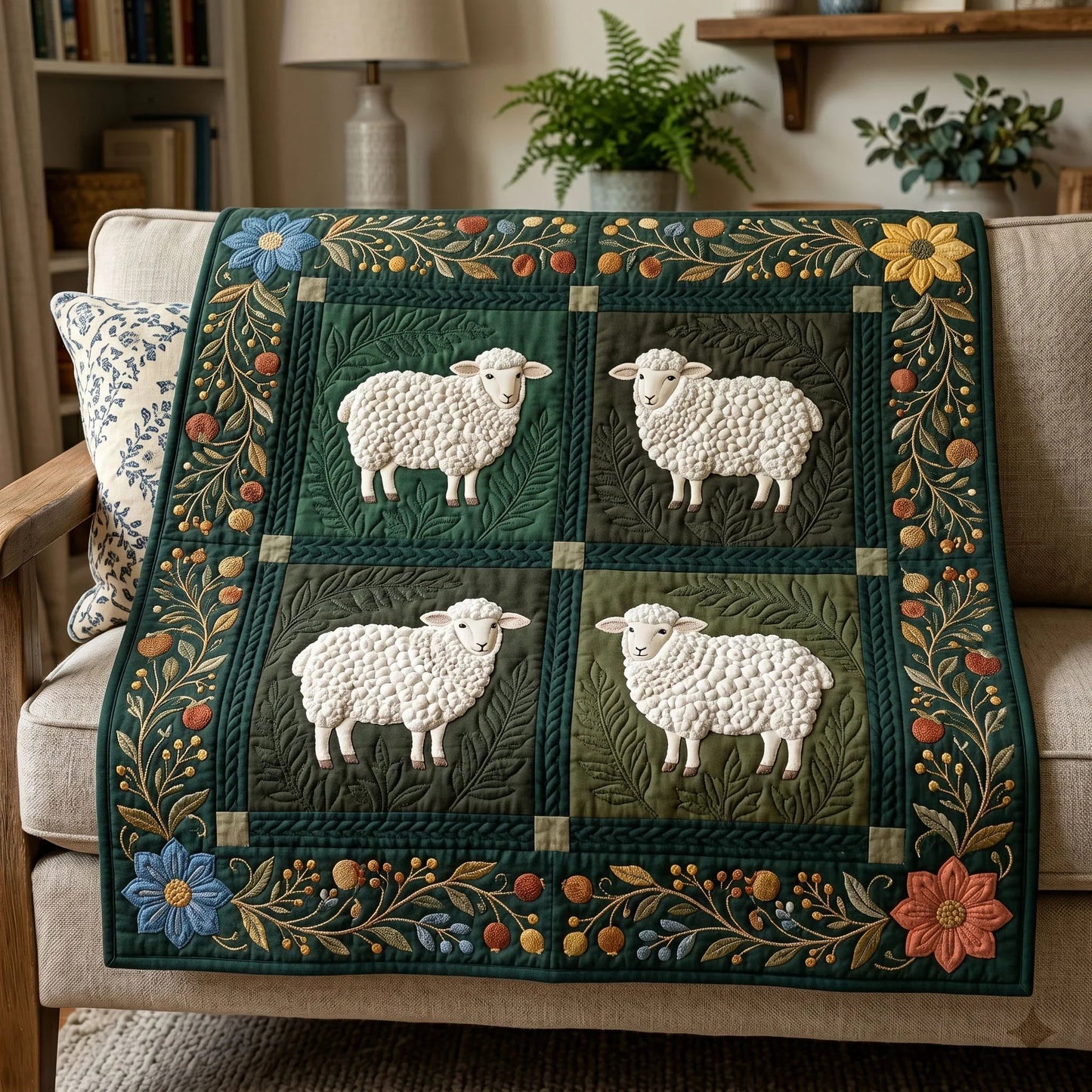 Country Sheep Quilt Blanket - Quilted Blanket by Wild and Way