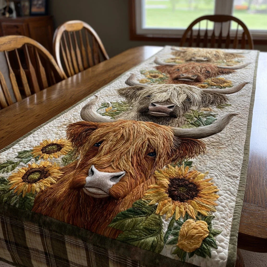 Cow Blossom Quilted Table Runner