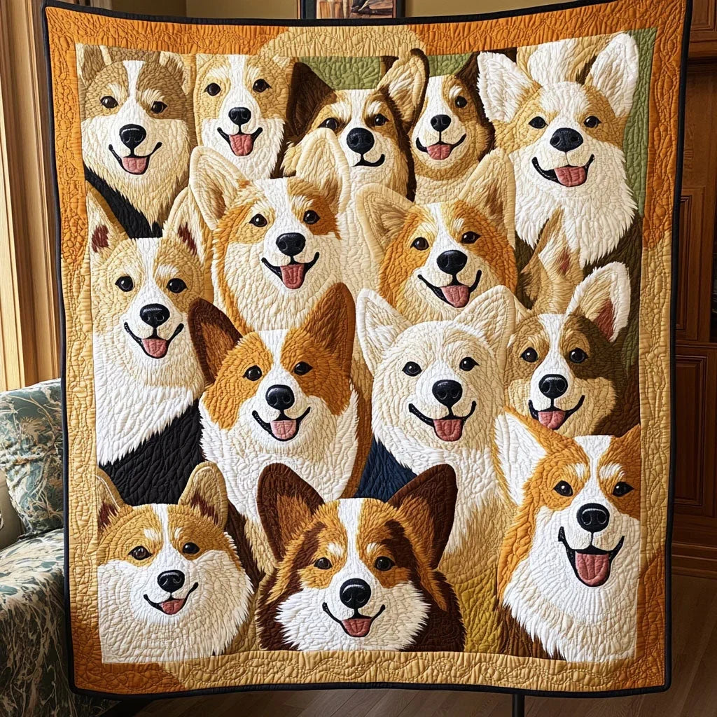 Cozy Corgi Quilt Blanket
