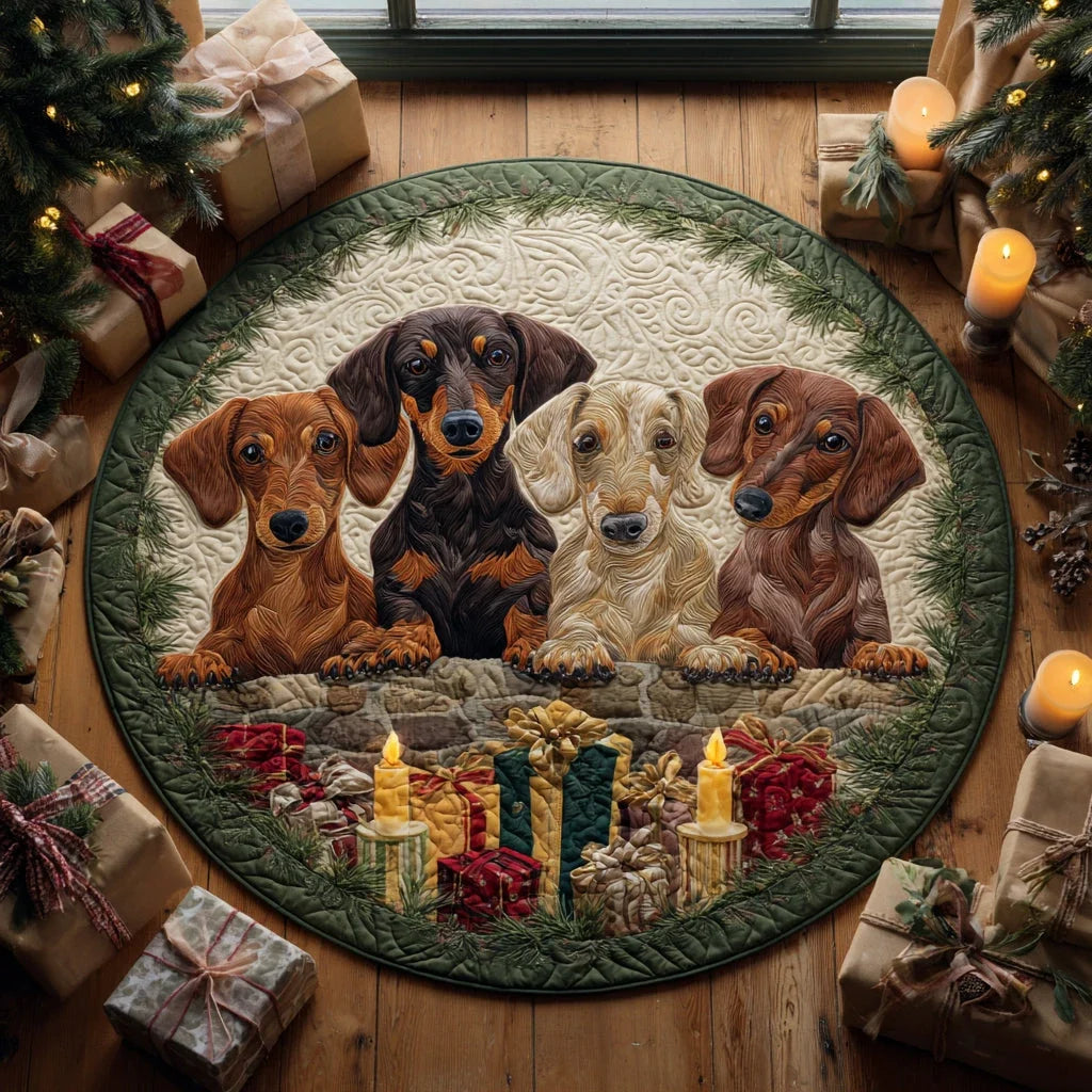 Cozy Dachshund Quilted Round Mat