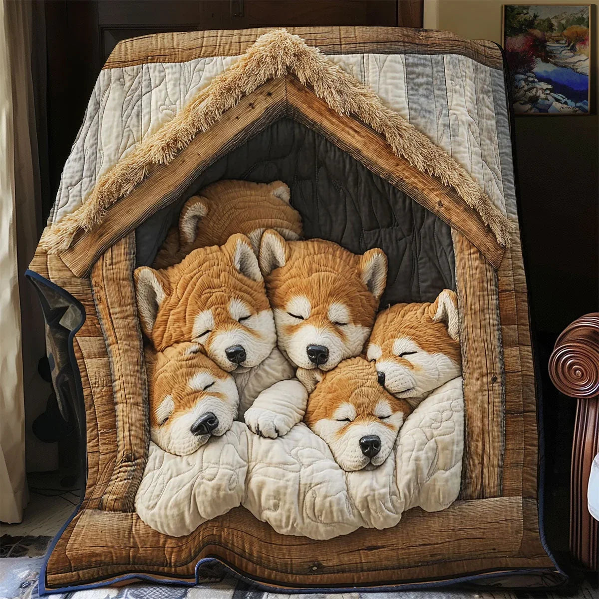 Cozy Doghouse Quilt Blanket