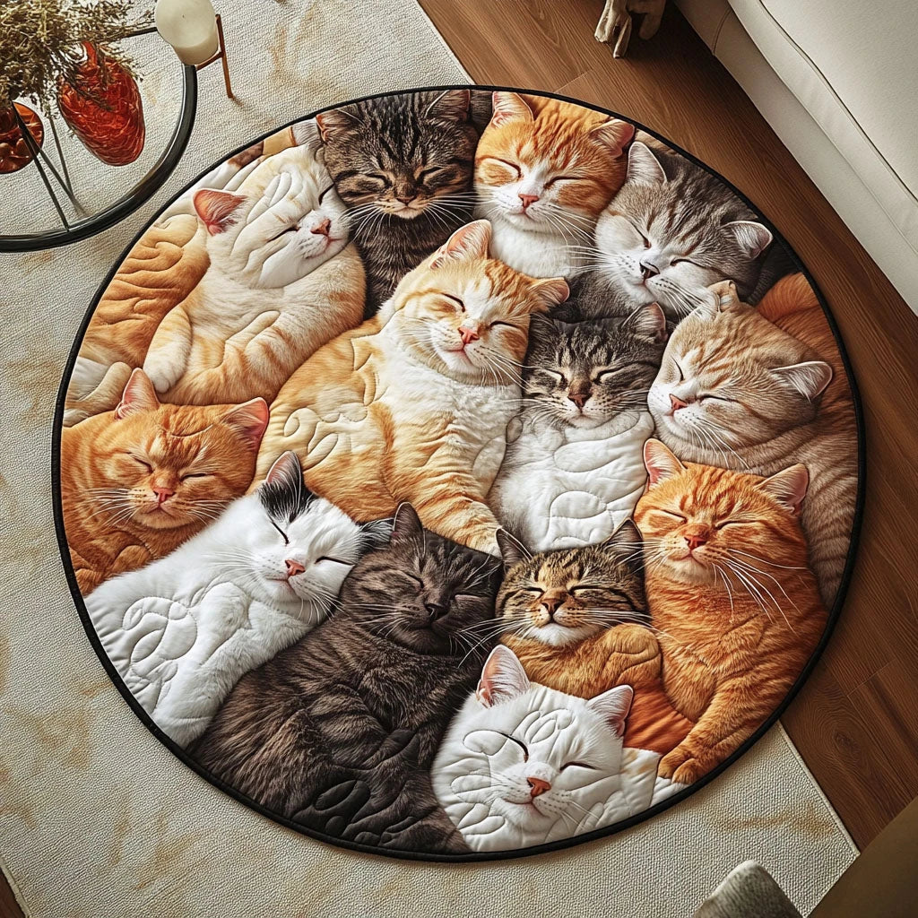 Cozy Kittens Wheel Quilted Round Mat