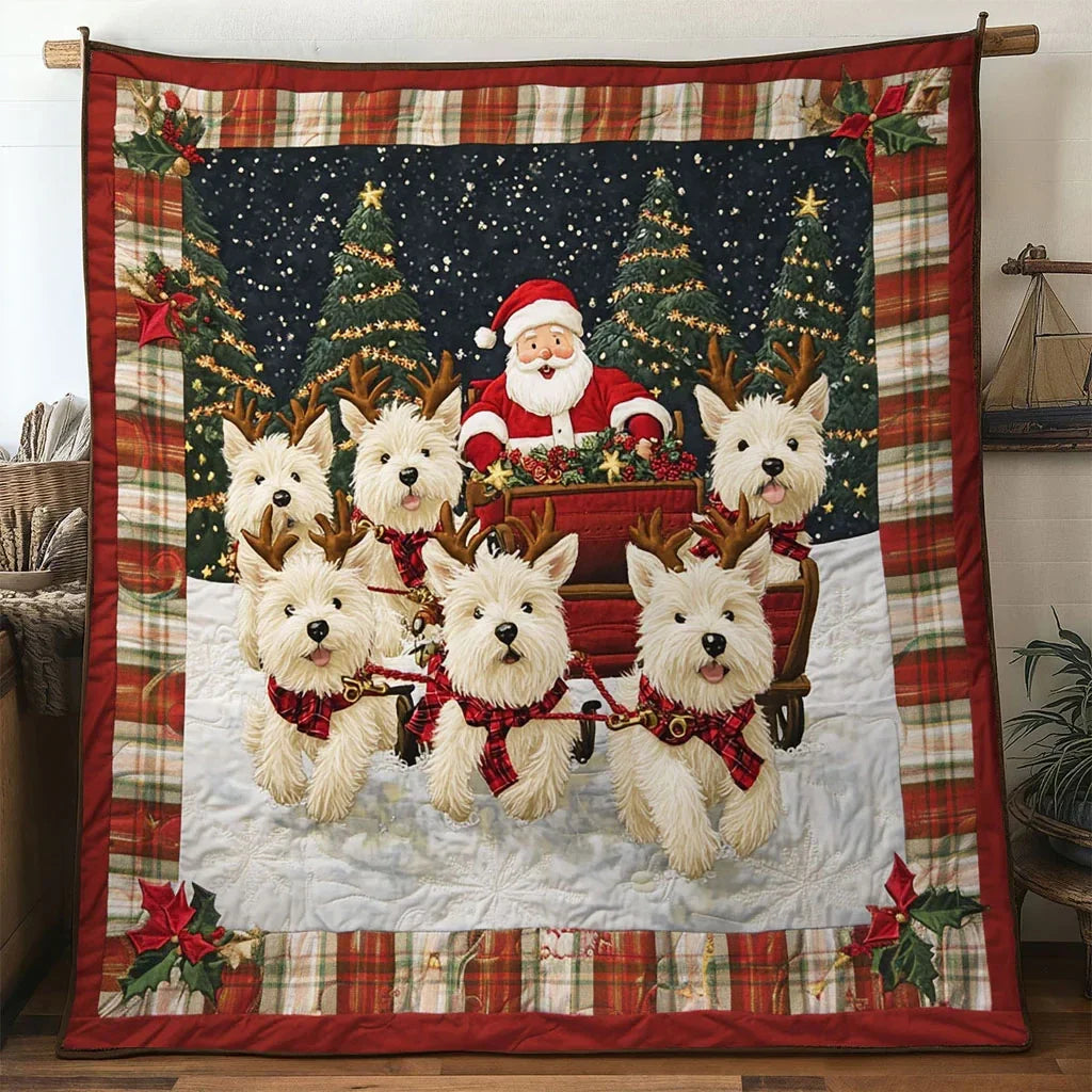 Cozy Terrier Holiday Quilt Blanket