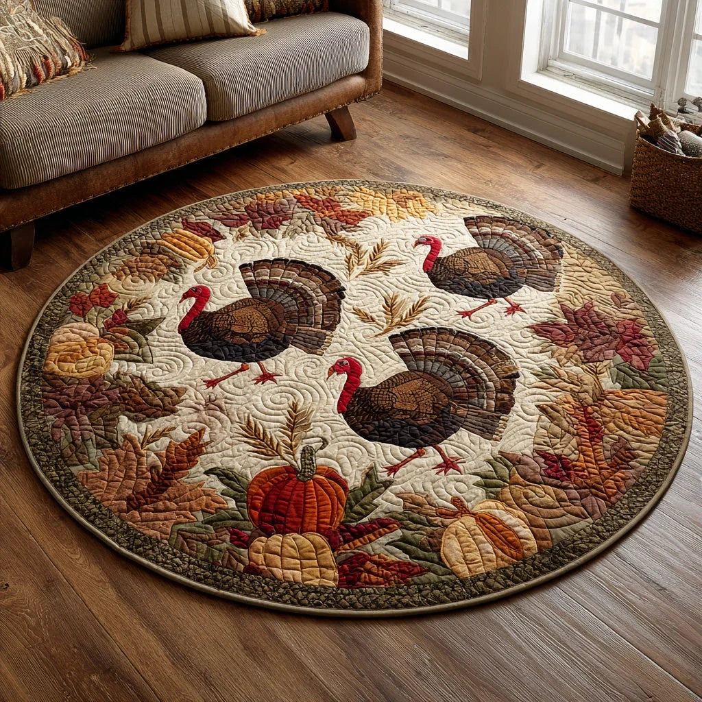 Cranberry Plume Quilted Round Mat