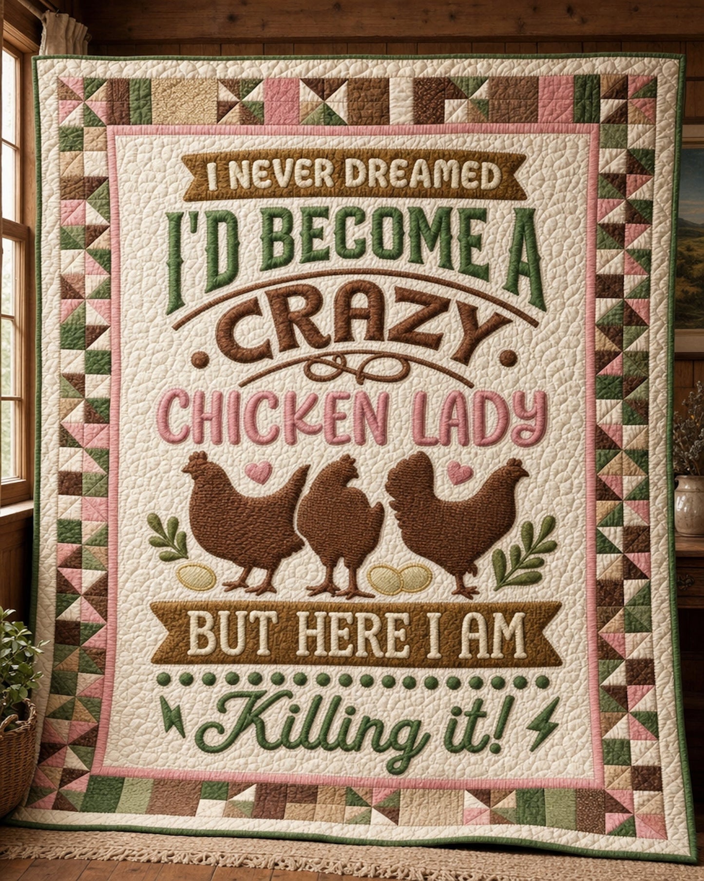 Crazy Chicken Lady Quilt Blanket - Quilted Blanket by Wild and Way