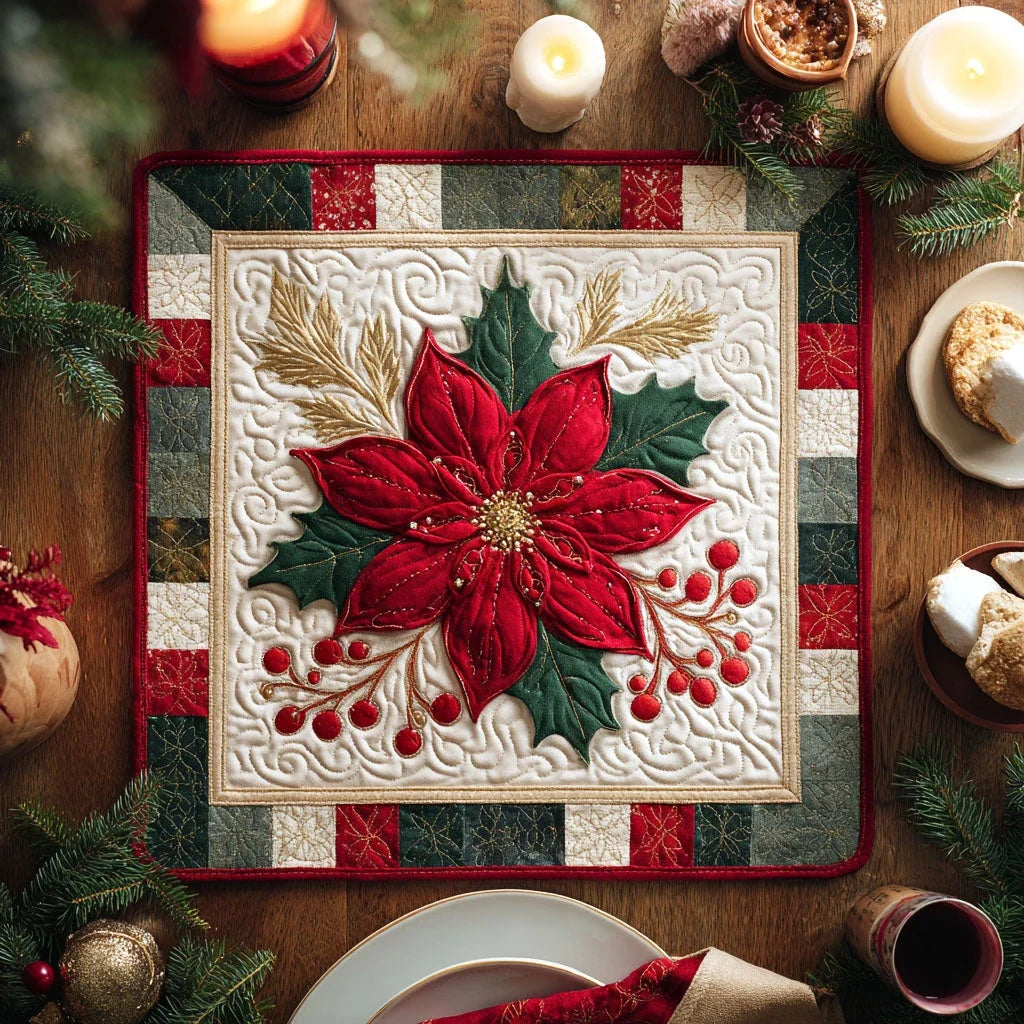 Crimson Bloom Table Topper