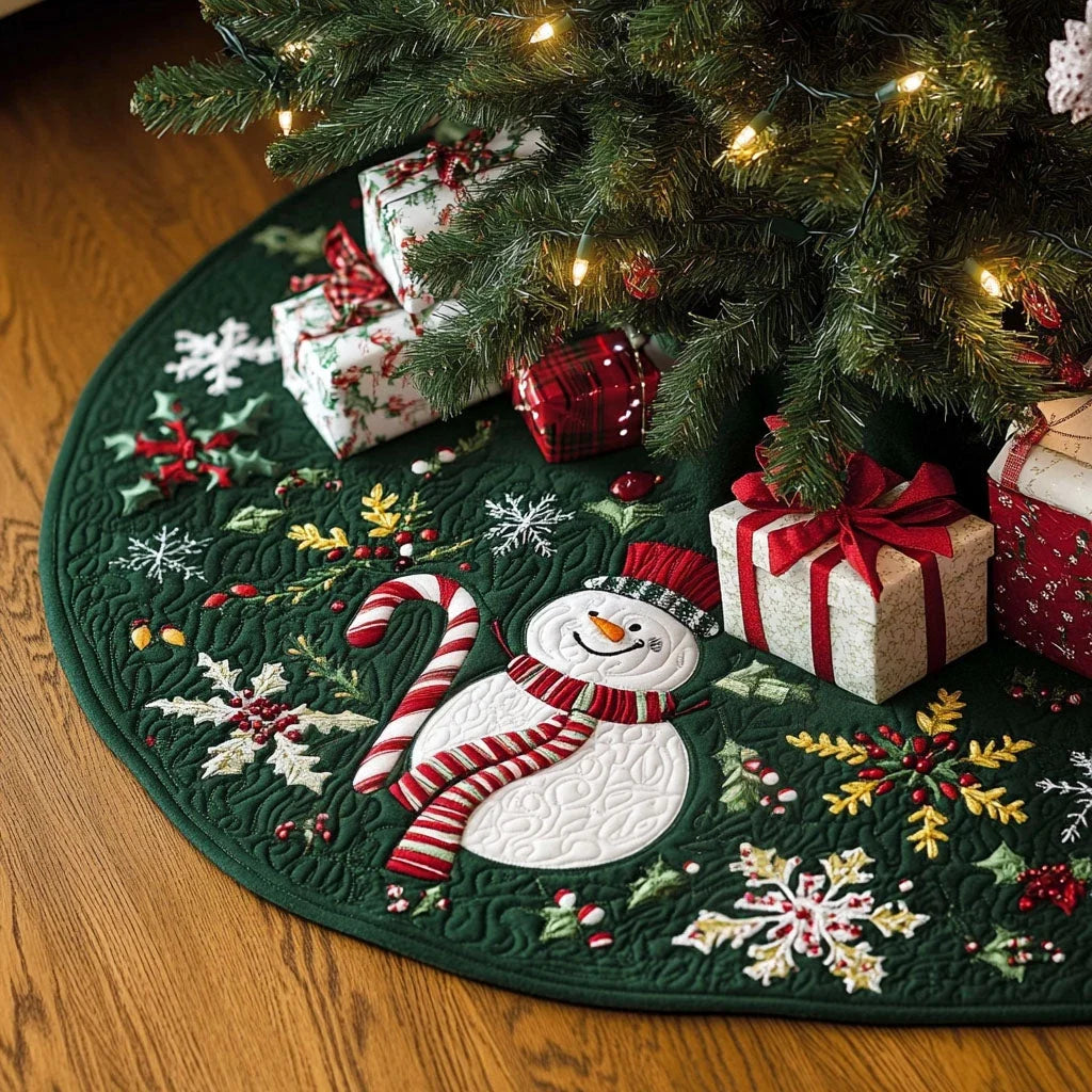 Crimson Cheer Quilted Christmas Tree Skirt