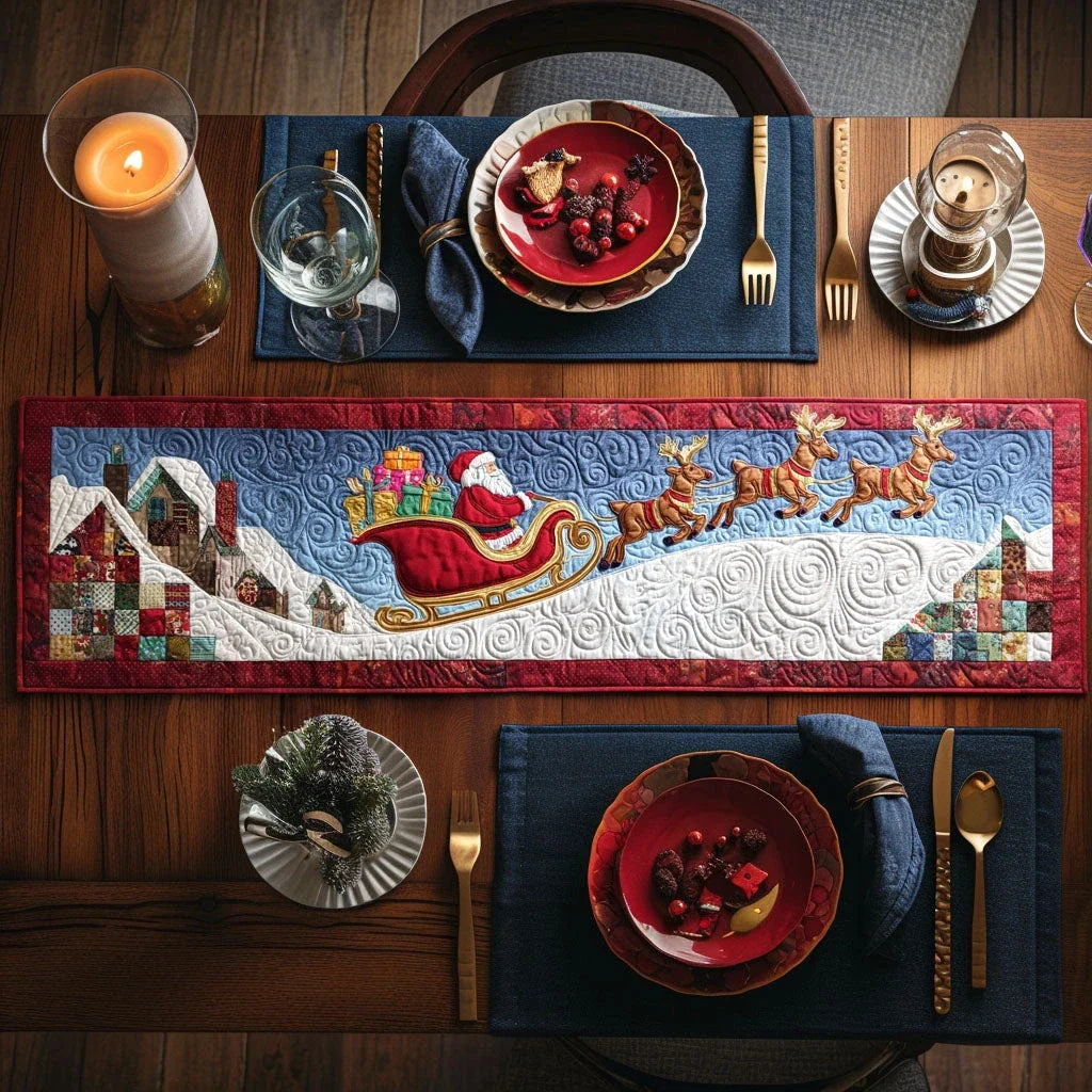 Crimson Clouds Quilted Table Runner
