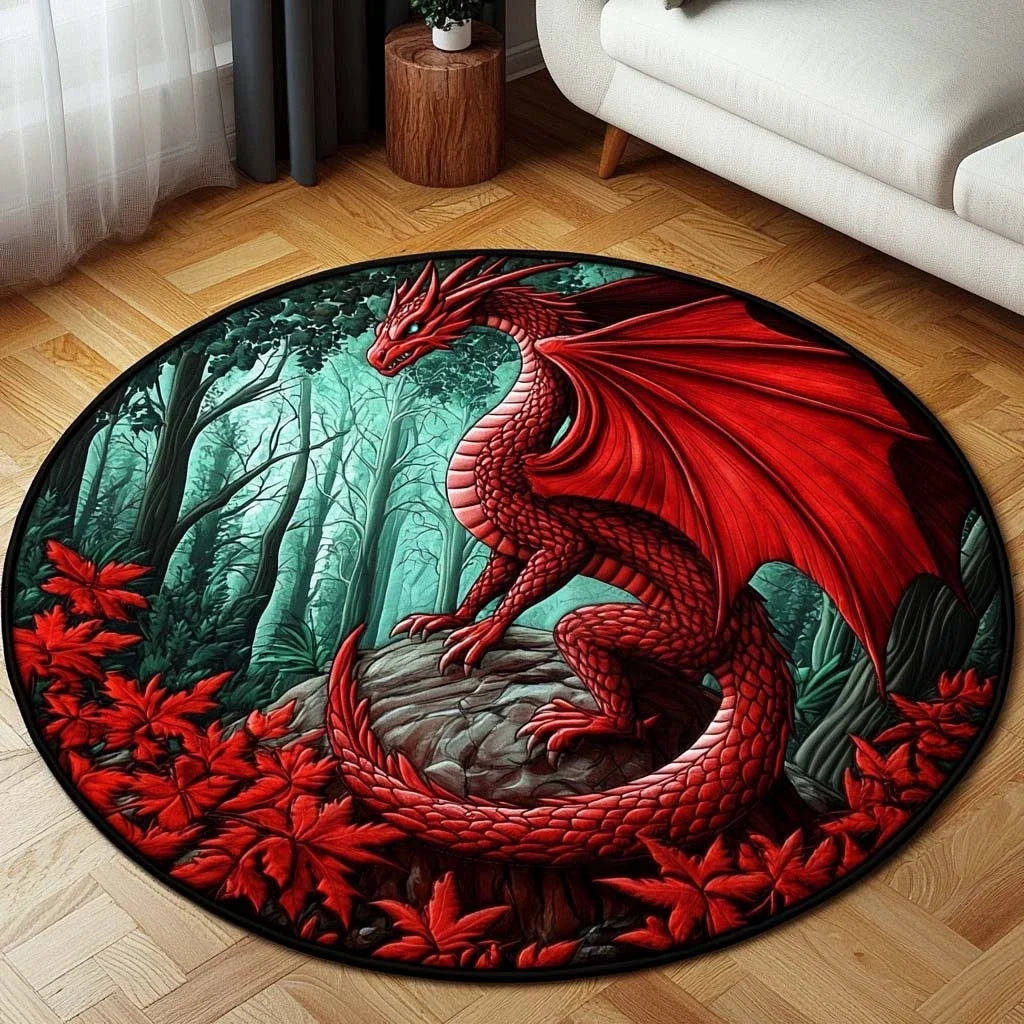 Crimson Glade Quilted Round Mat