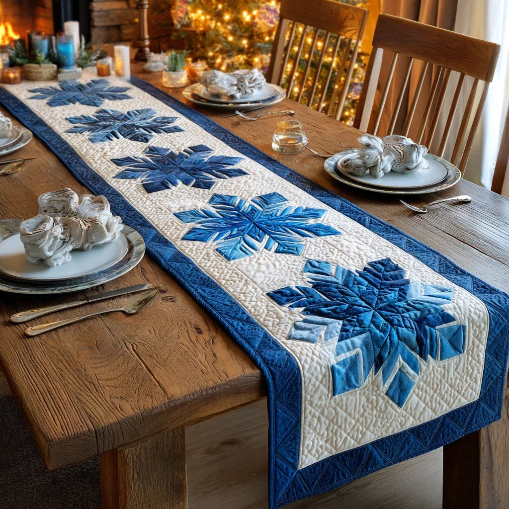 Crystal Snowflake Quilted Table Runner