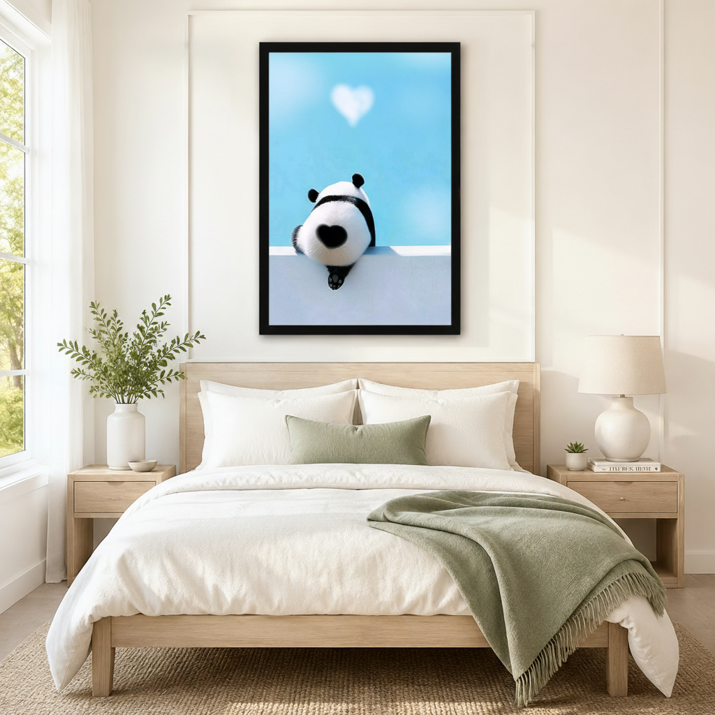 Panda Heart Love Cute Canvas Wall Art
