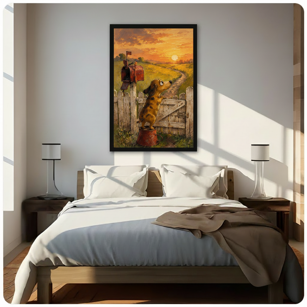 Dachshund Sunset Farmhouse Canvas Wall Art