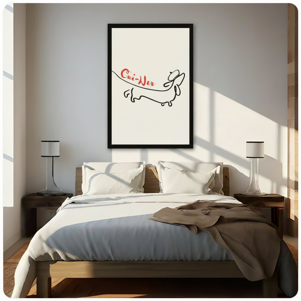 Oui-Ner Dachshund Line Art Canvas Print Wall Art