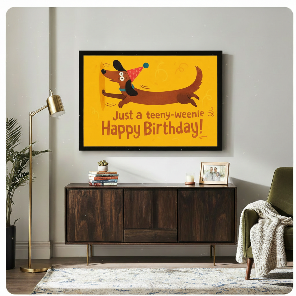 Birthday Dachshund Funny Canvas Wall Art
