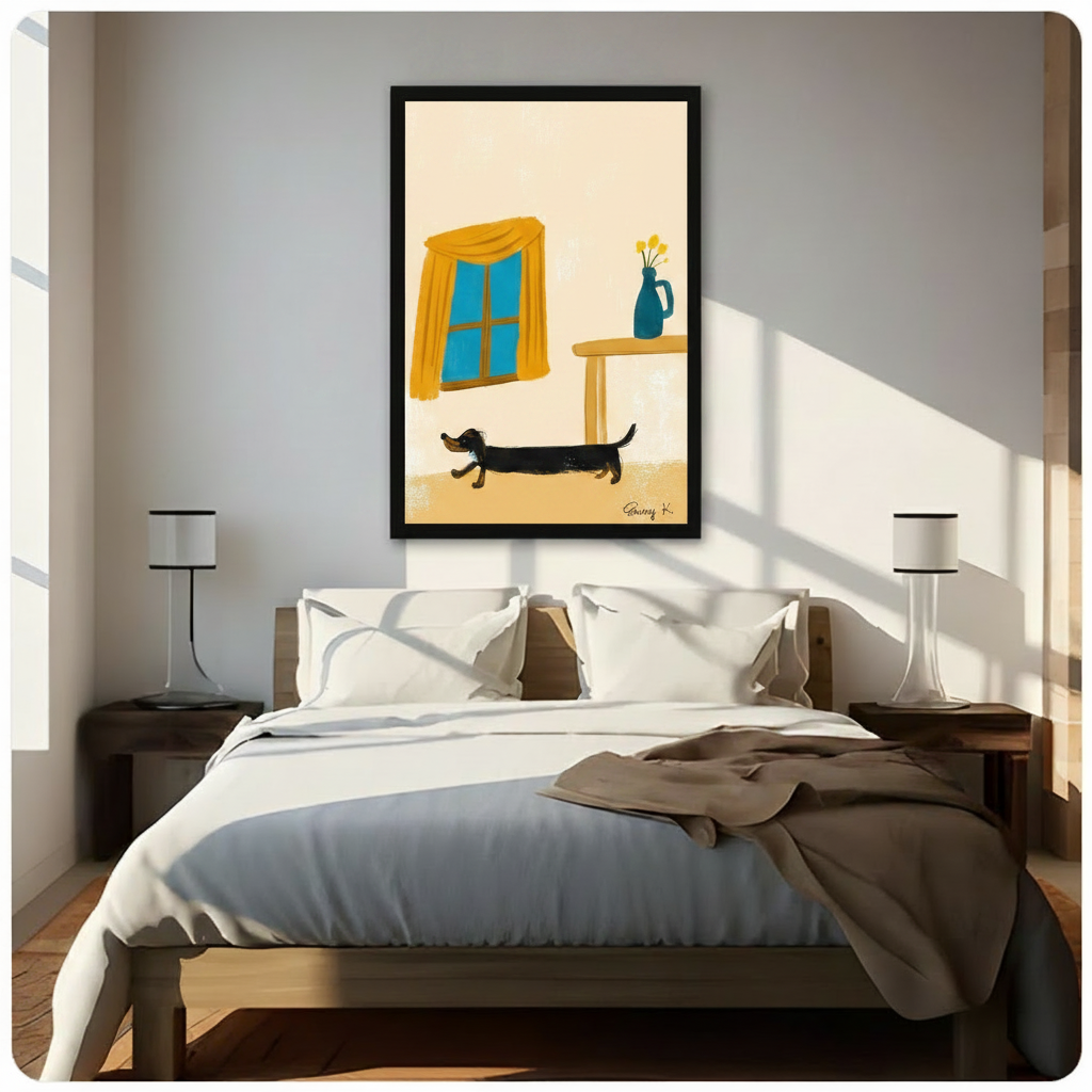 Dachshund Home Interior Modern Illustration Canvas Art