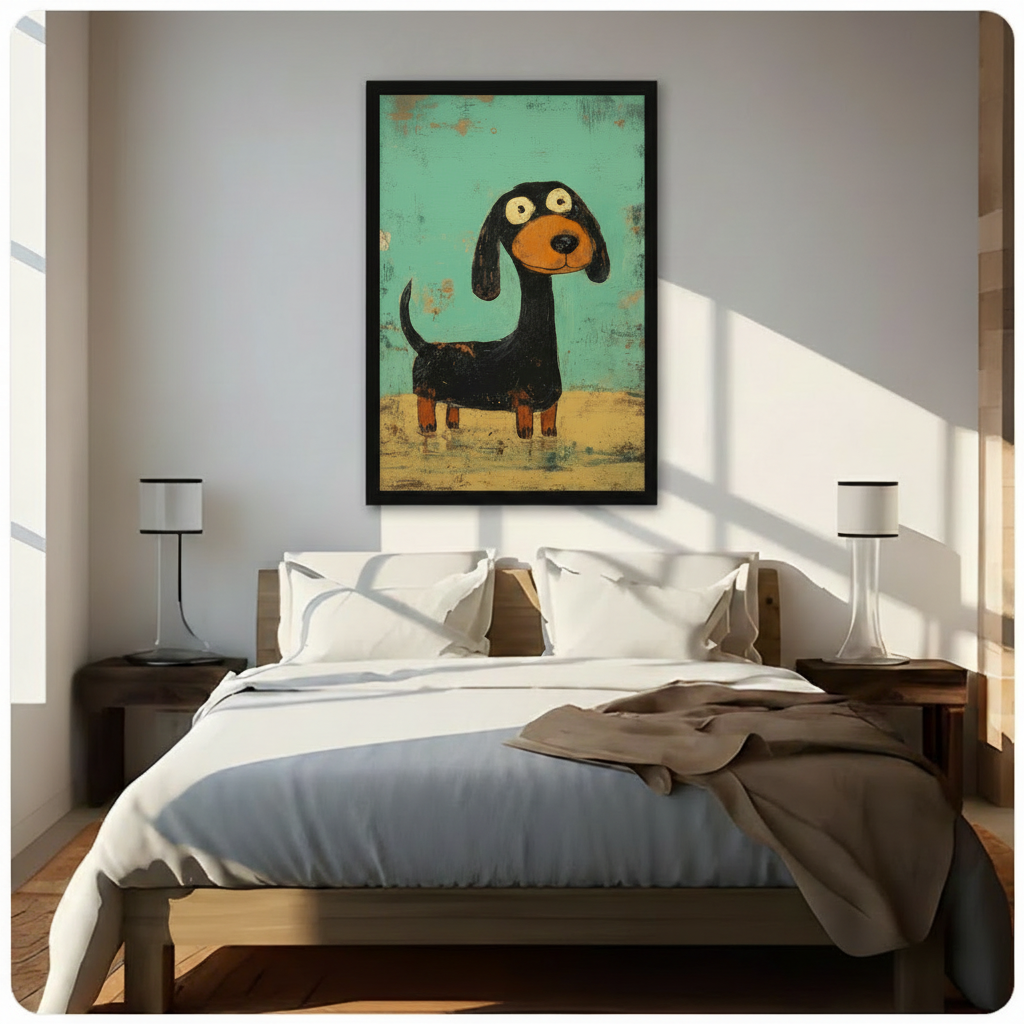 Retro Dachshund Canvas Wall Art Print